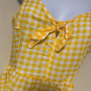Yellow check spaghetti strap dress small